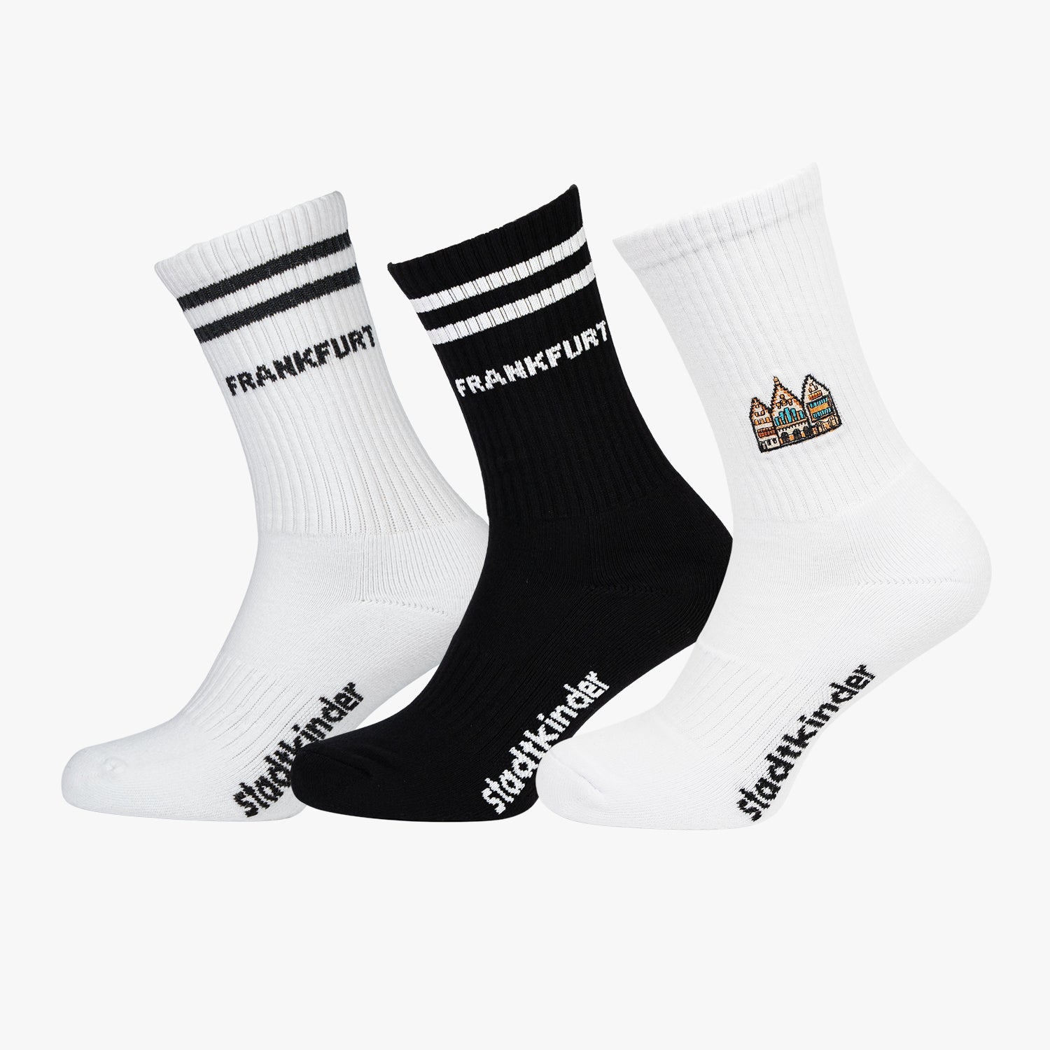 FRANKFURT Socken 3er-Set Mix, Römer, Frankfurt weiß & schwarz, Sportsocken, Tennissocken