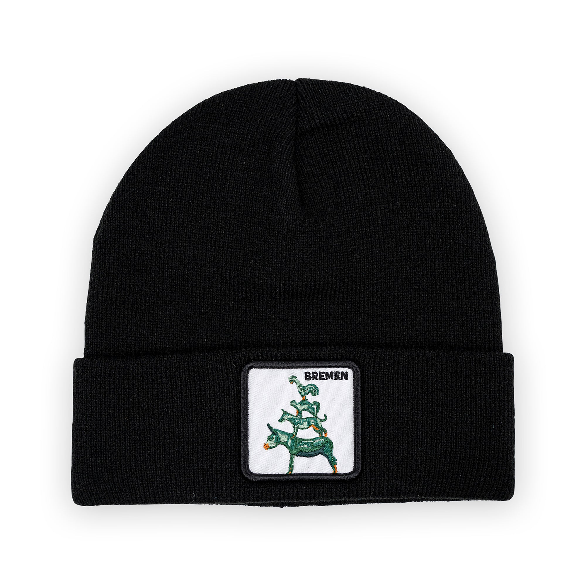 Bremen Stadtmusikanten Patch Beanie Bestickt, Headwear, Rib Beanie, Strickmütze