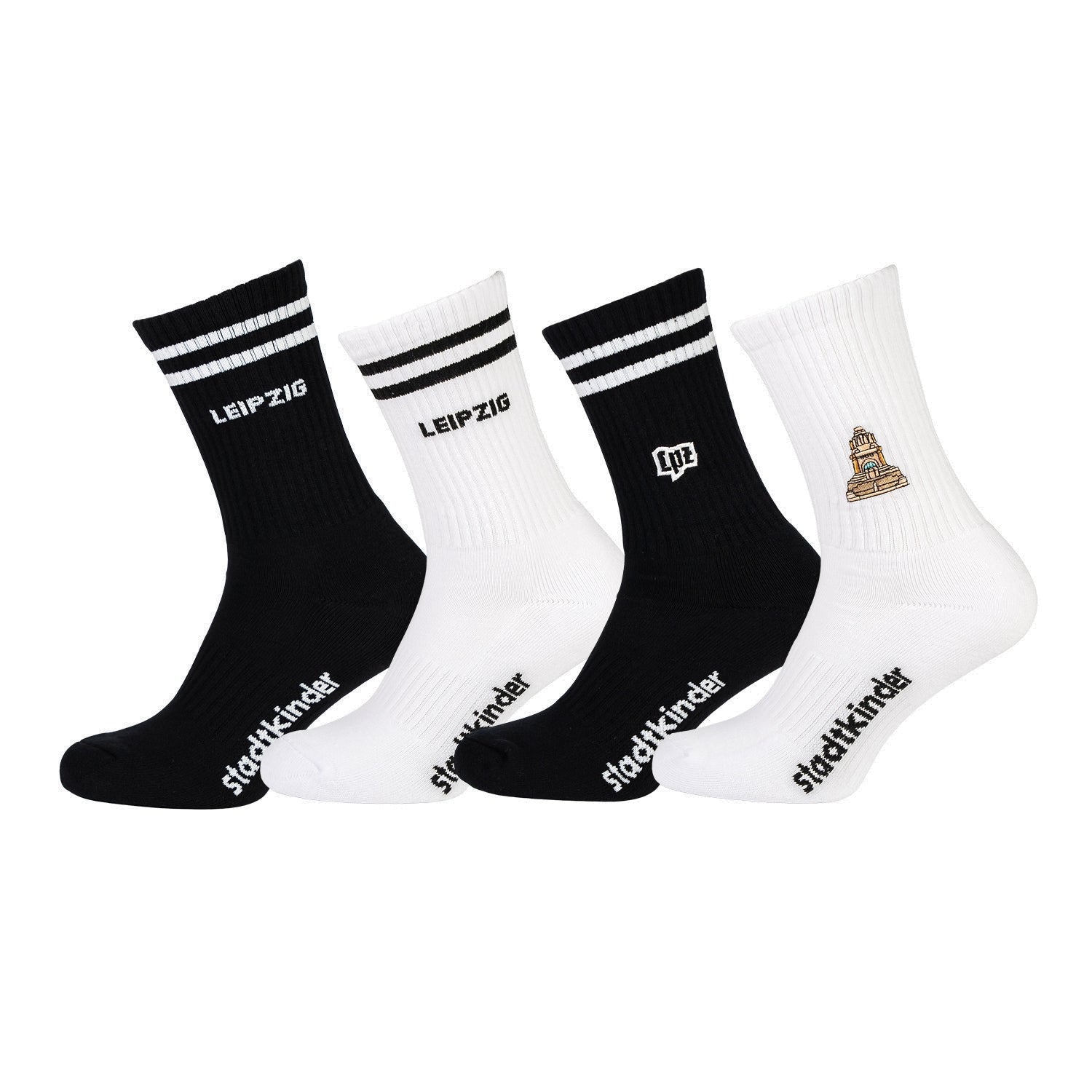 Leipzig Sportsocken 4er-Set Mix, Völkerschlachtdenkmal, Lpz & Leipzig, Völki