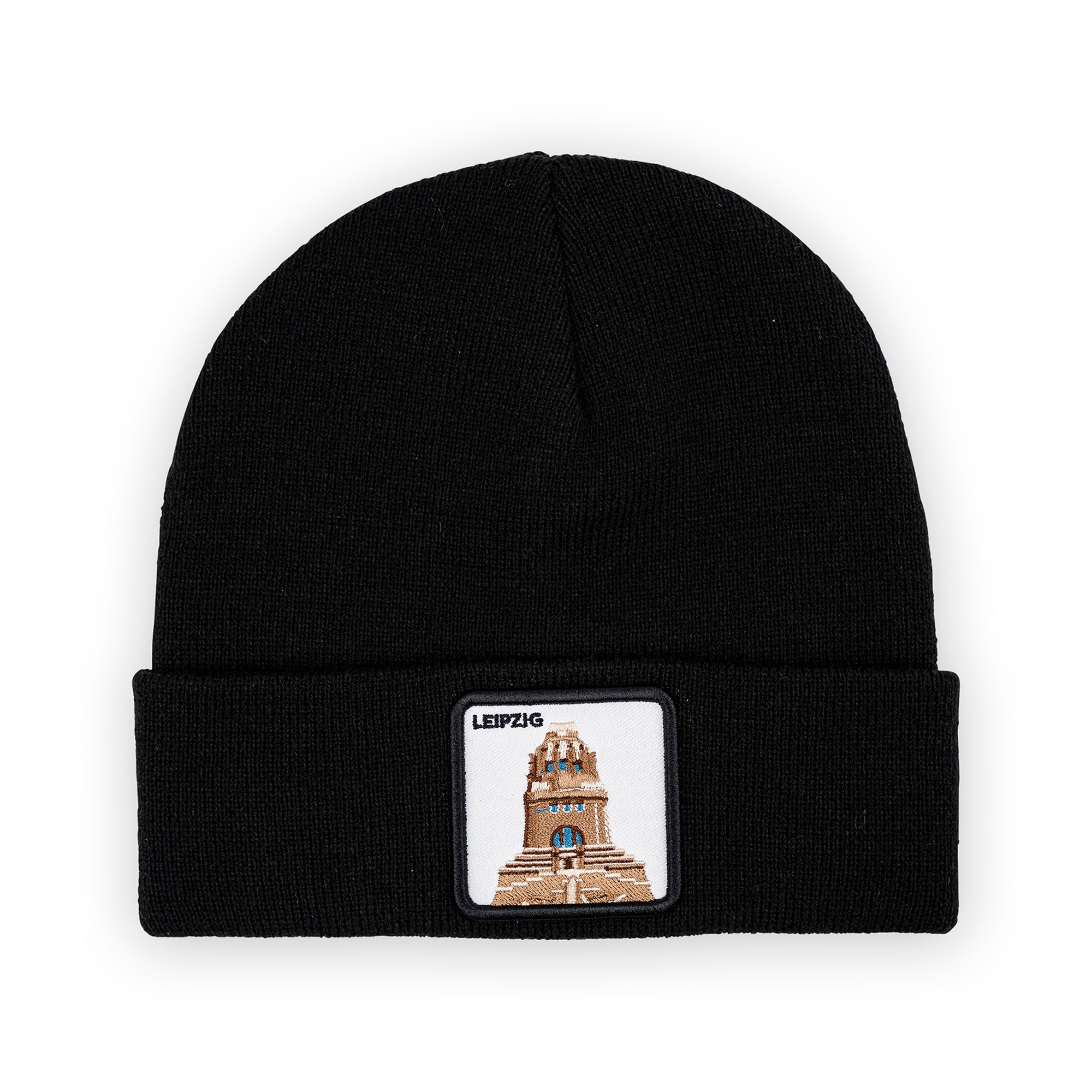 Leipzig Völkerschlachtdenkmal Patch Beanie Bestickt, Headwear, Rib Beanie, Strickmütze