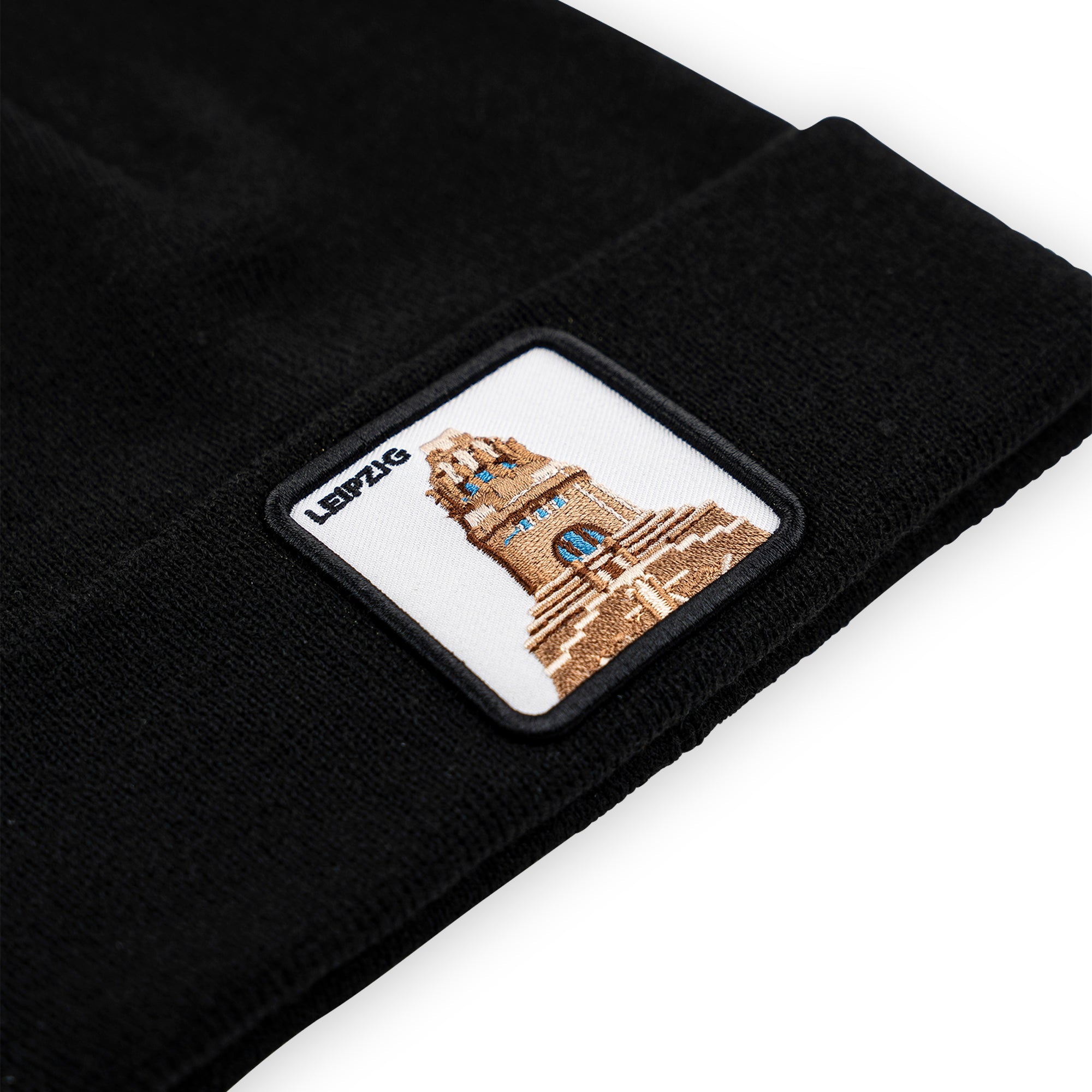 Leipzig Völkerschlachtdenkmal Patch Beanie Bestickt, Headwear, Rib Beanie, Strickmütze