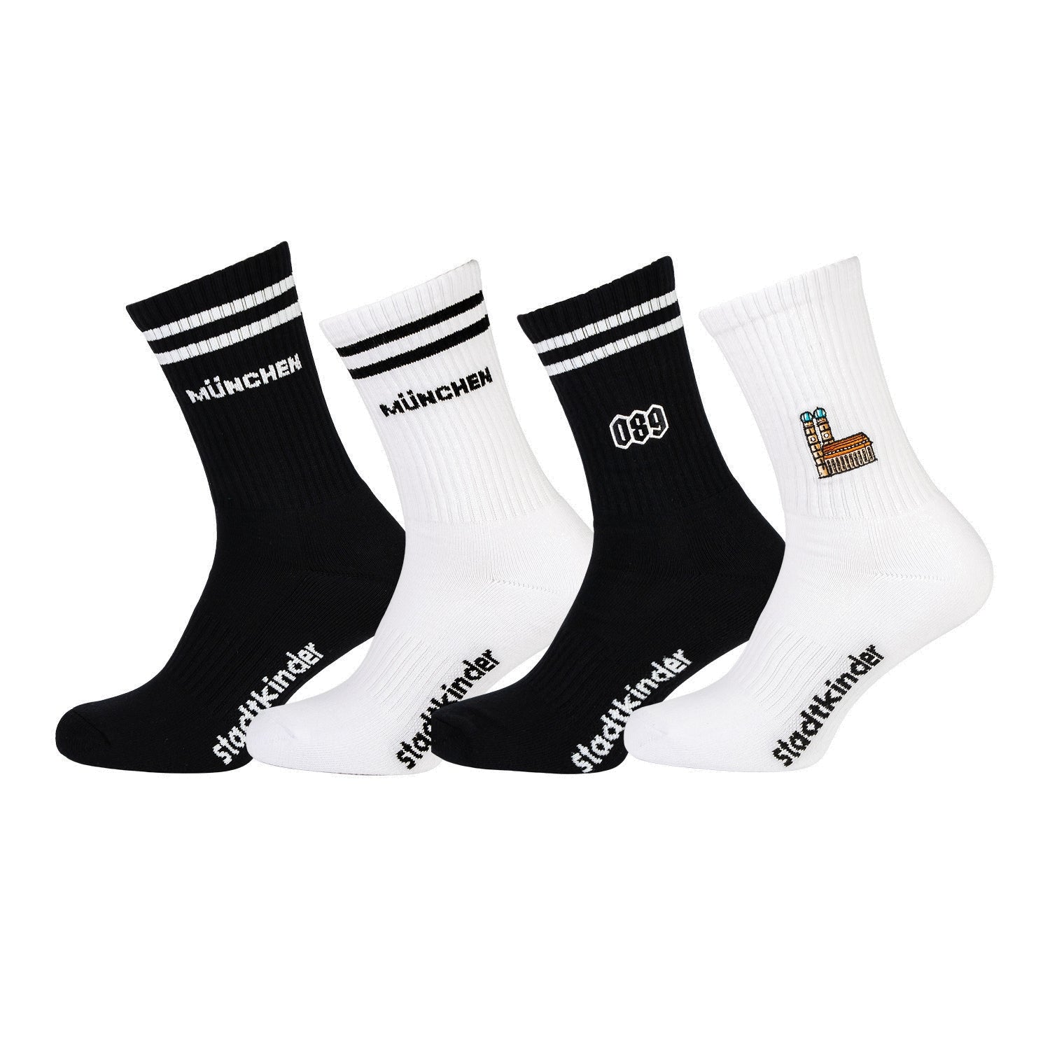München Sportsocken 4er-Set Mix, Frauenkirche, 089 & München