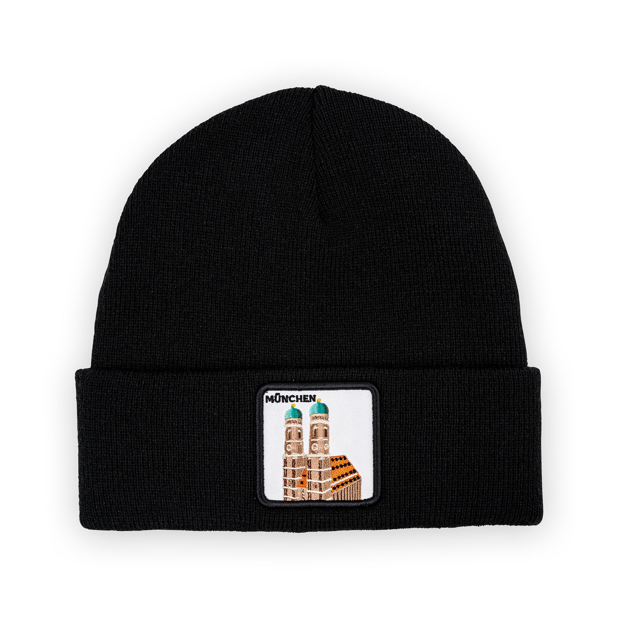 München Frauenkirche Patch Beanie Bestickt, Headwear, Rib Beanie, Strickmütze