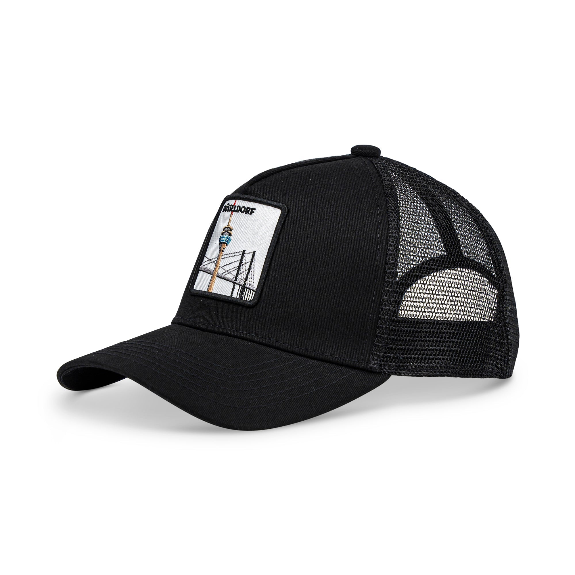 Düsseldorf Rheinkniebrücke Trucker Cap Mit Patch, Headwear, Kappe, Bestickt