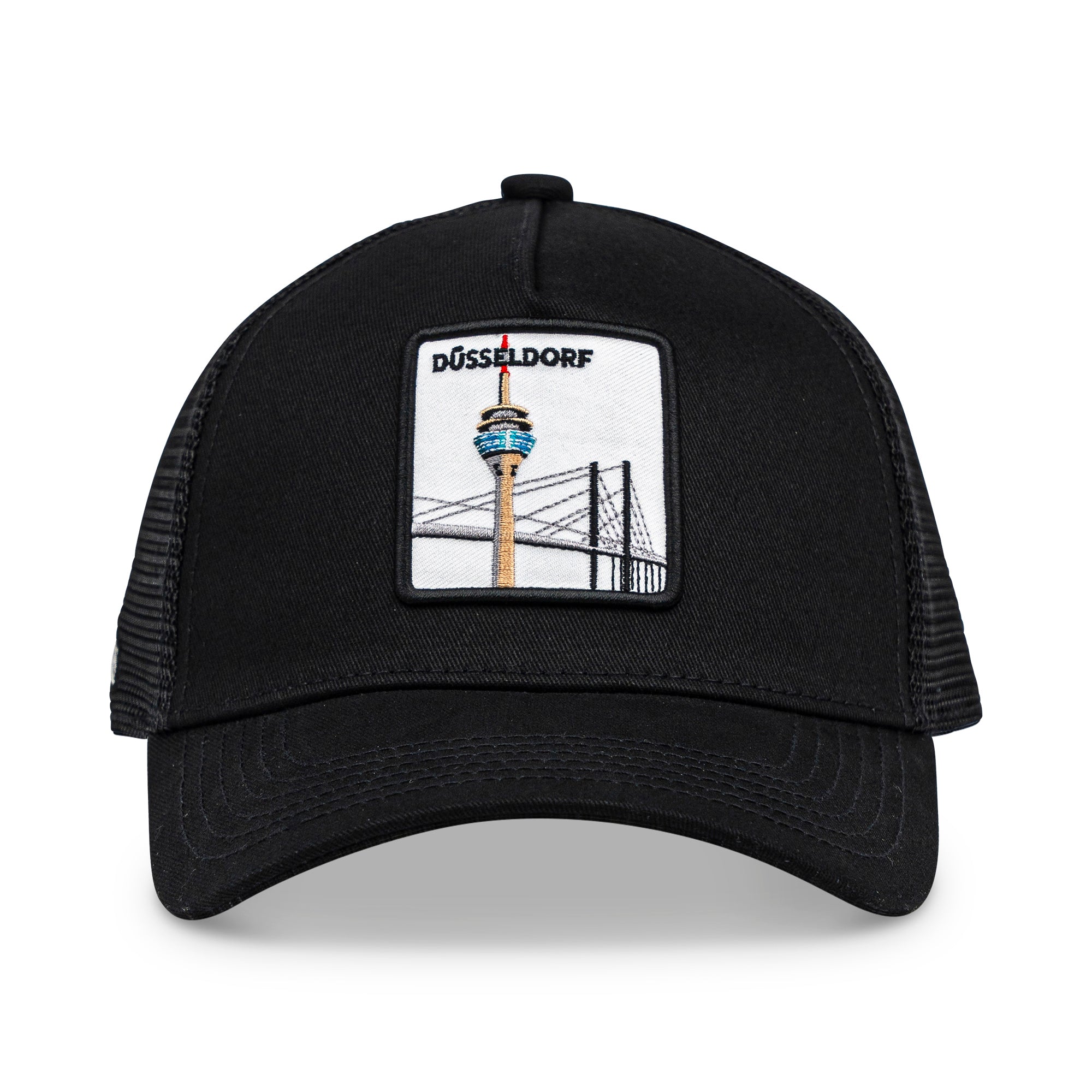 Düsseldorf Rheinkniebrücke Trucker Cap Mit Patch, Headwear, Kappe, Bestickt