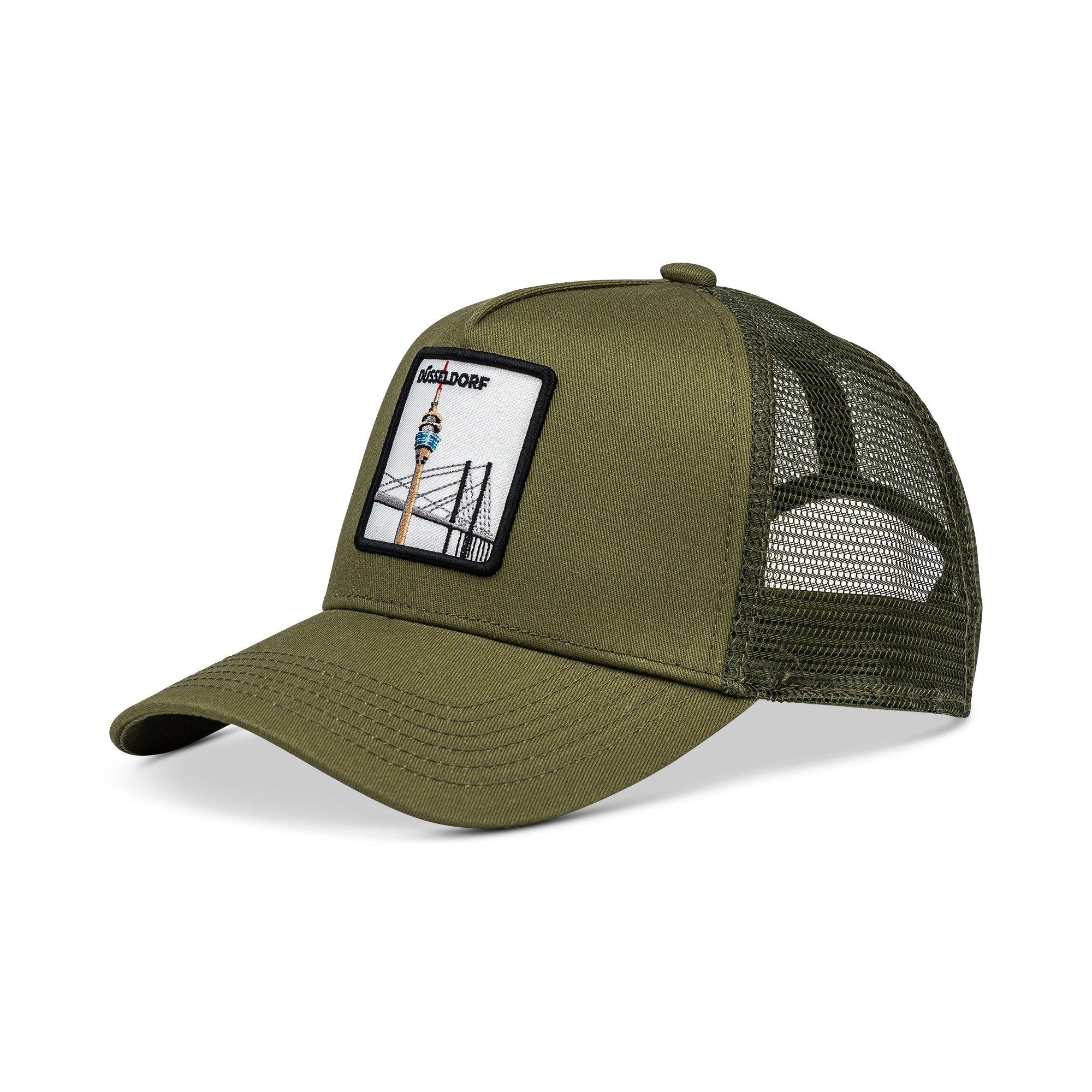 Düsseldorf Rheinkniebrücke Trucker Cap Mit Patch, Headwear, Kappe, Bestickt