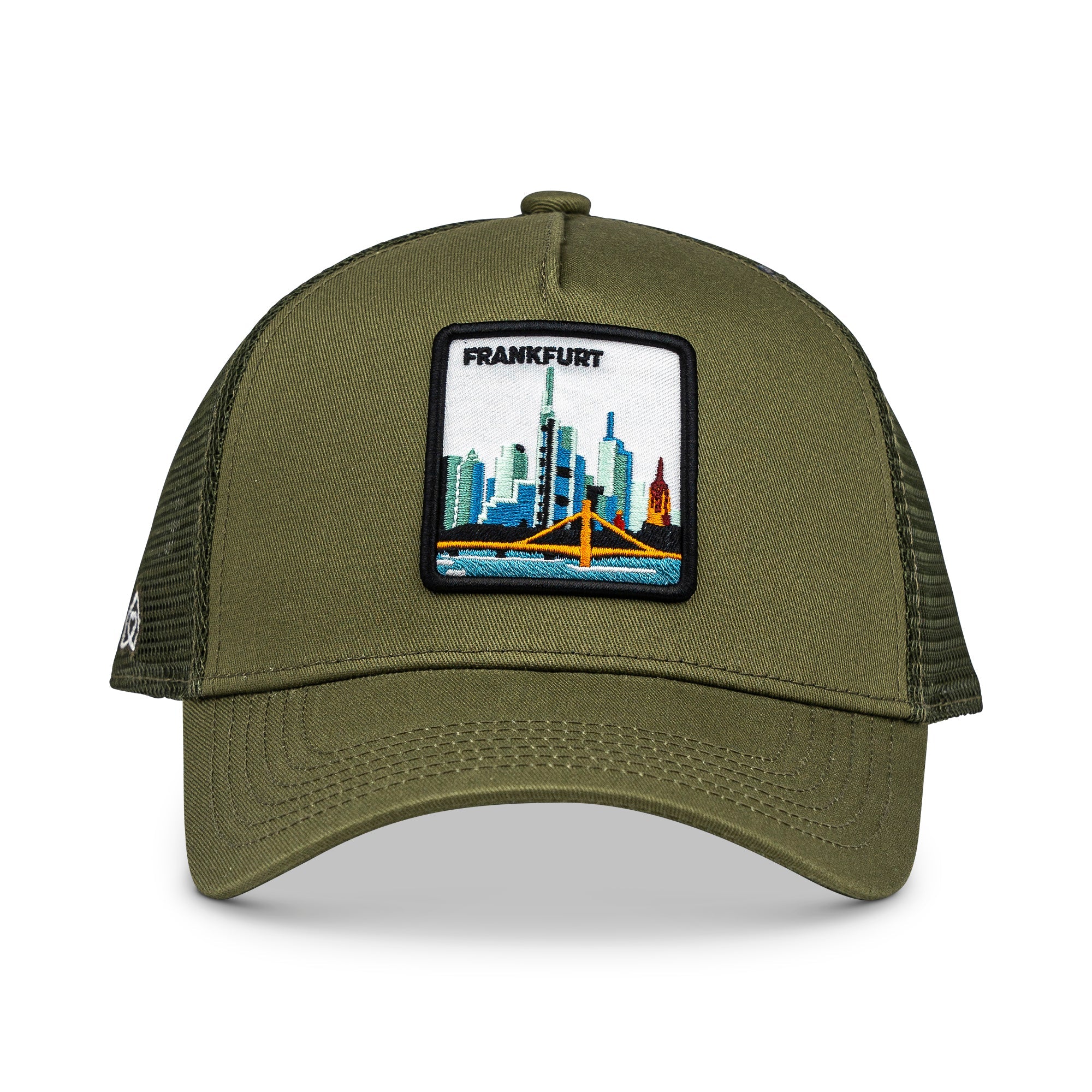 Frankfurt Skyline Trucker Cap Mit Patch, Headwear, Kappe, Bestickt