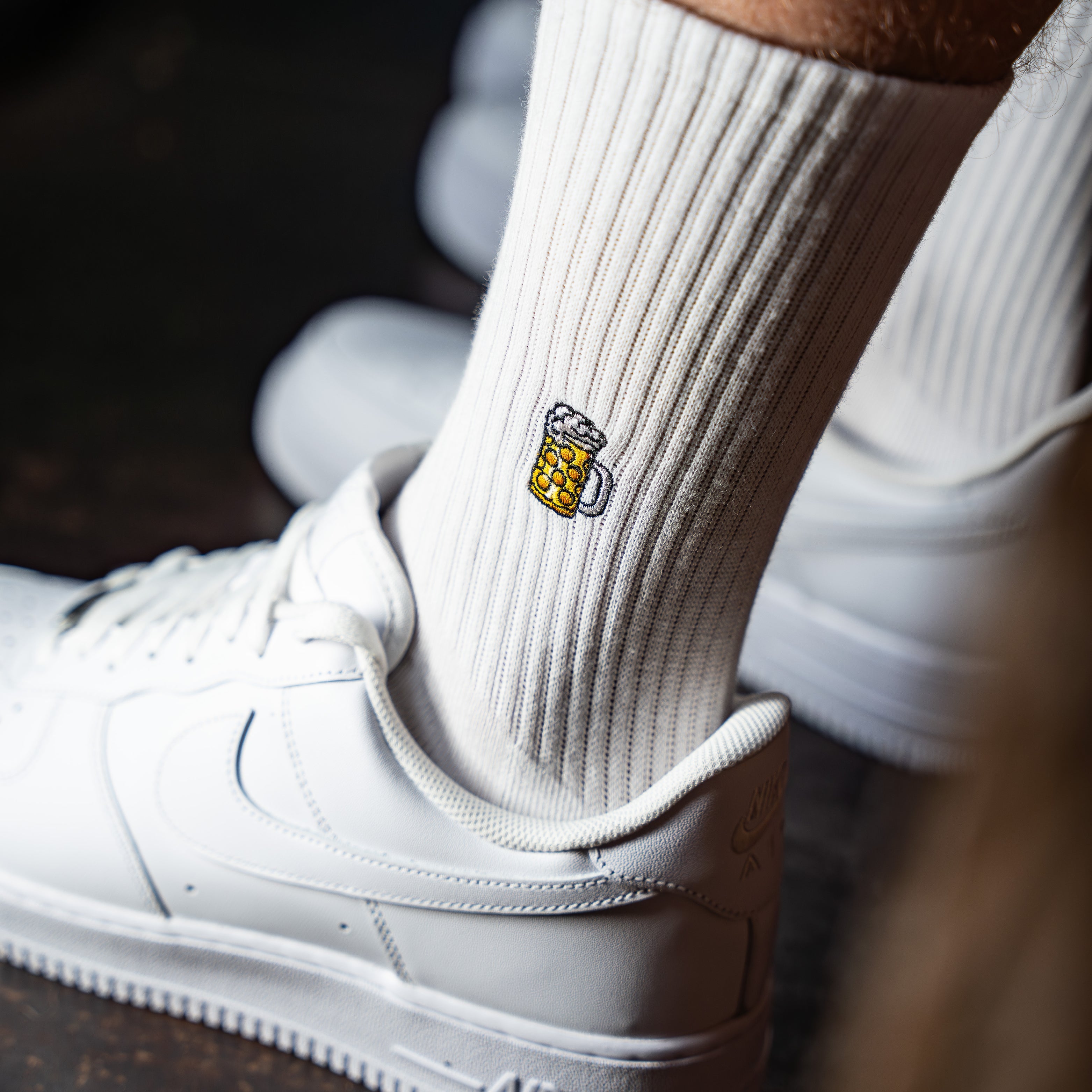 Bier Masskrug Sportsocken, weiß, München