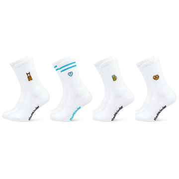 WIESN LEDERHOSE 4er Set Mix, Lederhose, Brezel, Bier Maßkrug, Herz, München, Sportsocken, Tennissocken, Oktoberfest