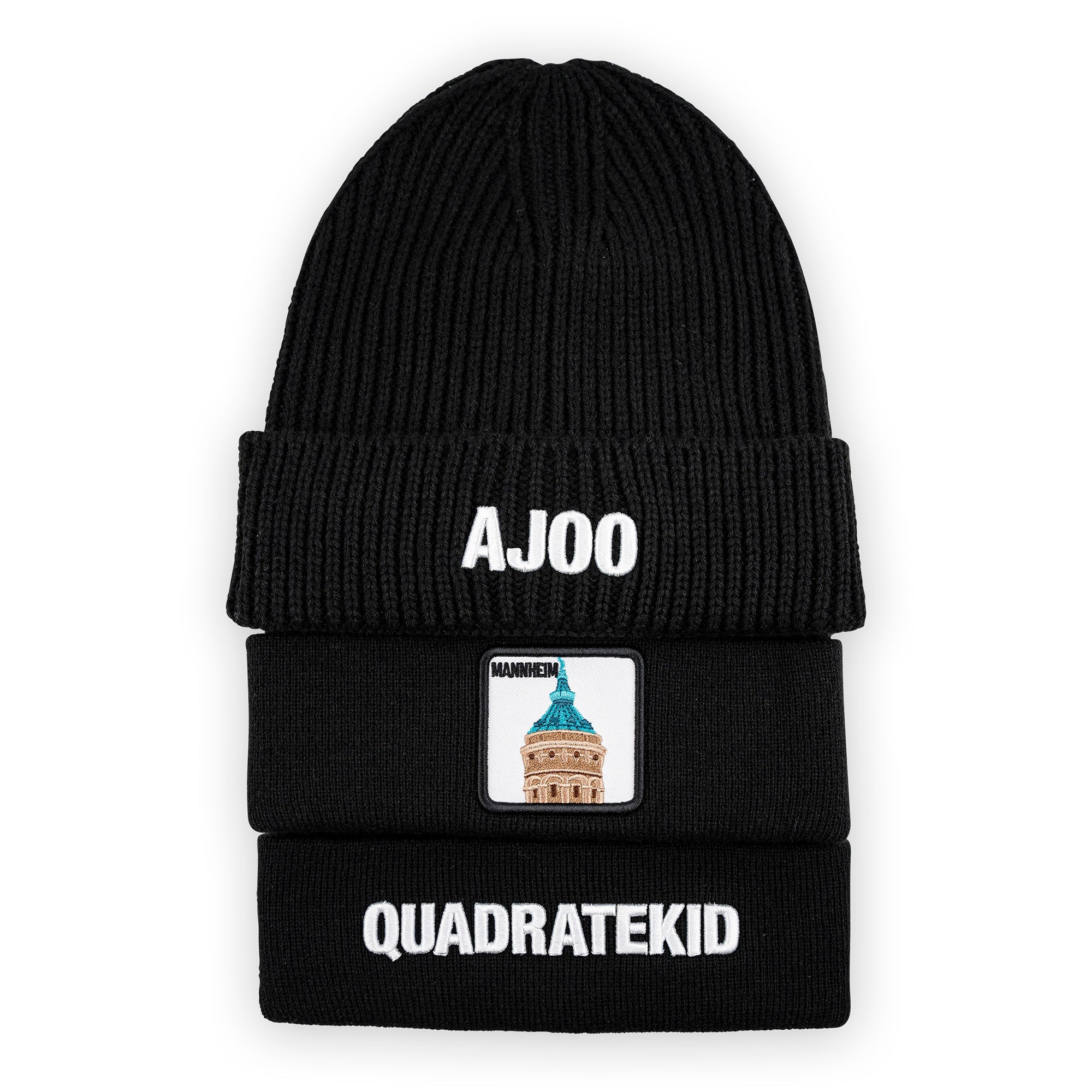 Mannheim Quadratekid Beanie Bestickt, Headwear, Rib Beanie, Strickmütze