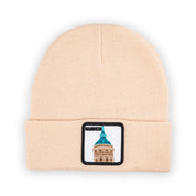 Mannheim Wasserturm Patch Beanie Bestickt, Headwear, Rib Beanie, Strickmütze