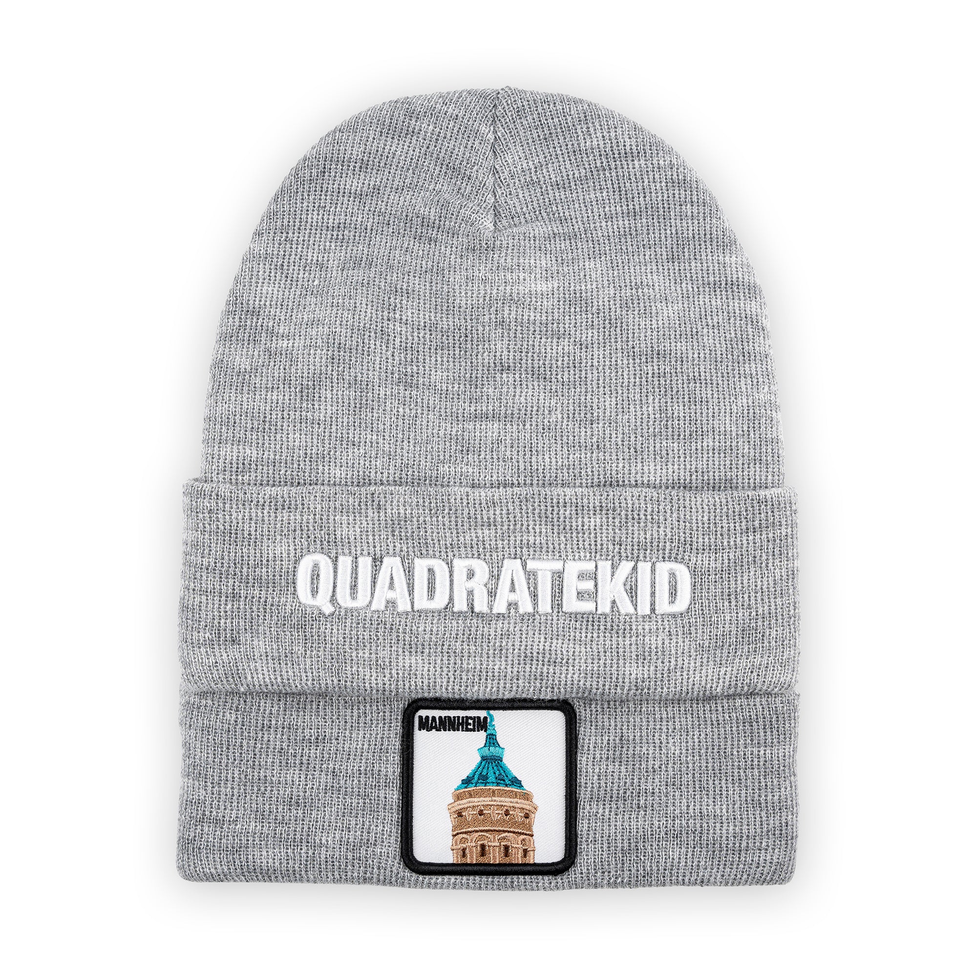 Mannheim Wasserturm Patch Beanie Bestickt, Headwear, Rib Beanie, Strickmütze