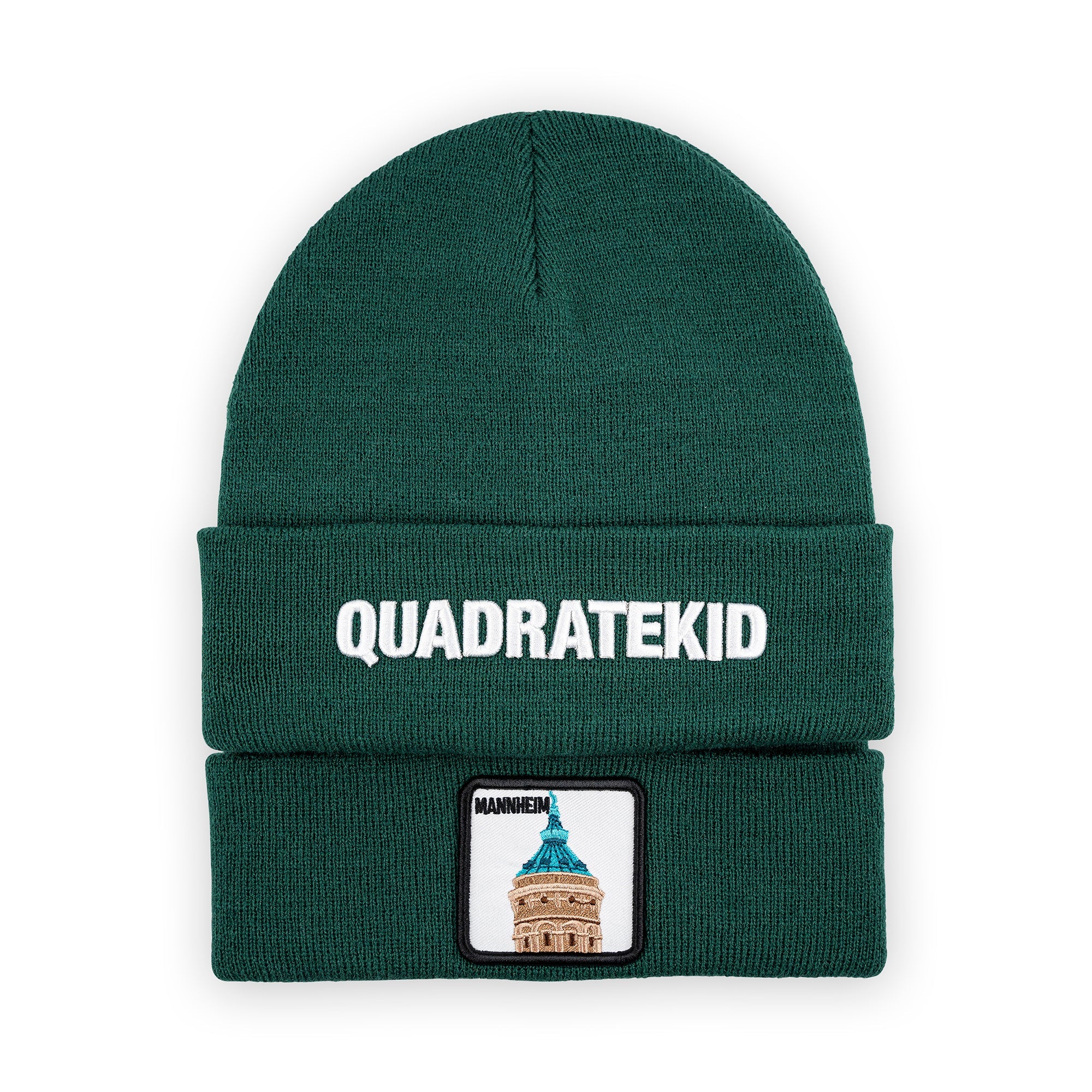 Mannheim Wasserturm Patch Beanie Bestickt, Headwear, Rib Beanie, Strickmütze